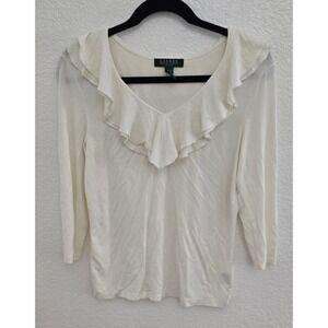 Lauren Ralph Lauren Petite Ivory Knit Top‎